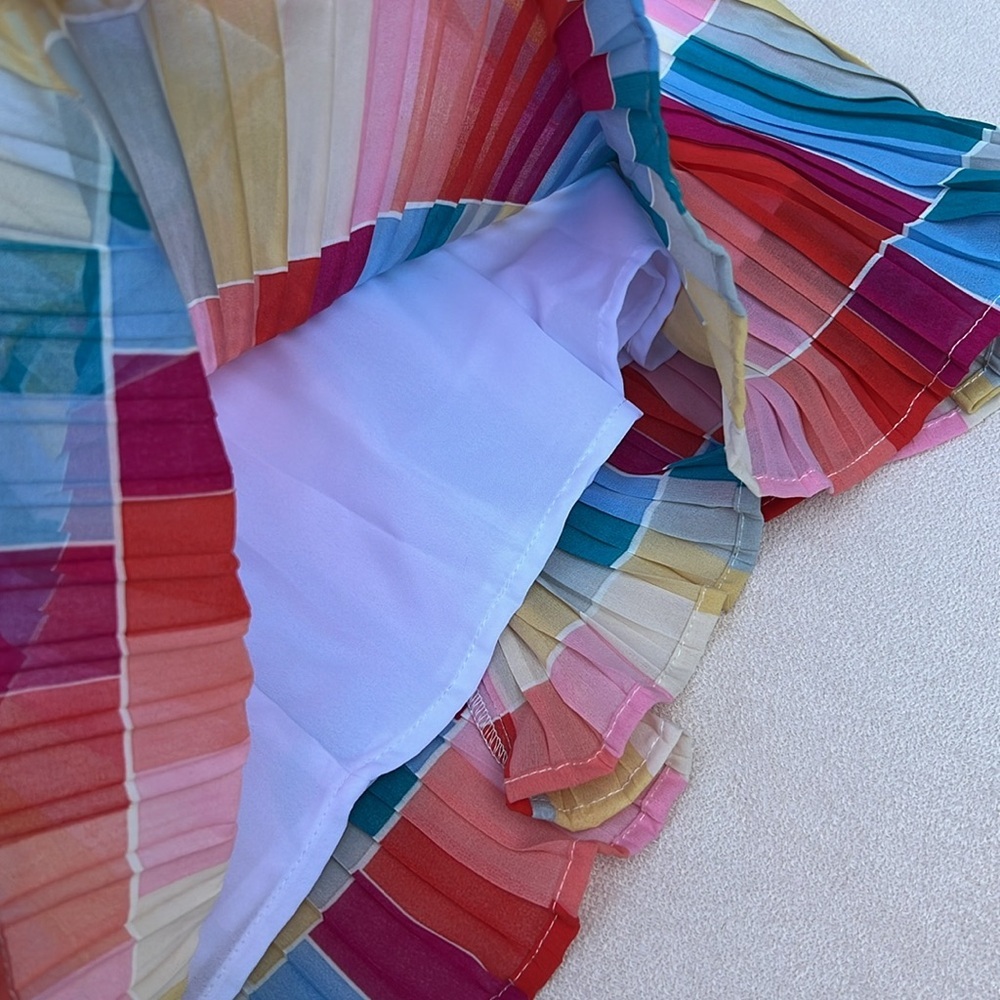 Fate rainbow multi-color summer maxi dress women’s size medium - Picture 15 of 16